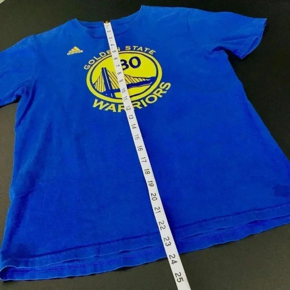 Adidas Kids Blue Steph Stephen Curry 30 Logo Golden State Warriors Shirt Large - Picture 4 of 7